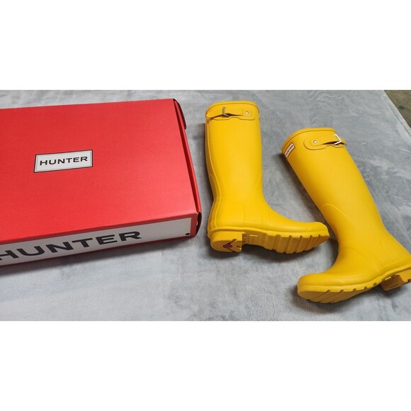 Hunter Women's Size 7M Yellow Exclusive Original Tall Boots New with Box - Picture 2 of 7
